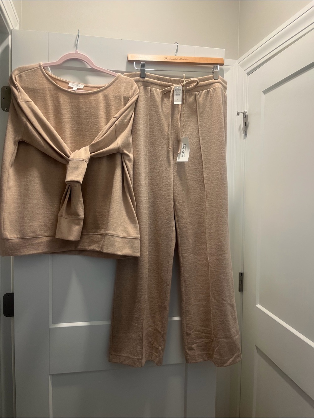 Haven Cozy Knit Jumpsuit & Top Set in Beige